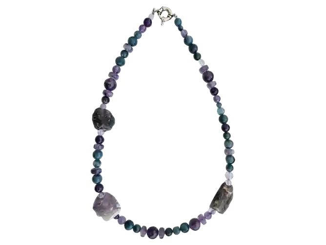 Necklace Amethyst and Neon Apatite