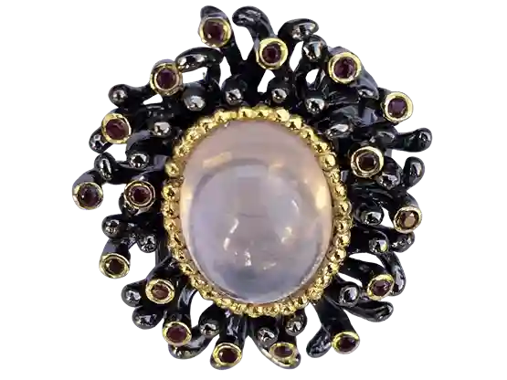 Ring Rose Quartz and Rubellite
