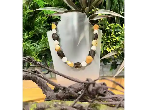 Necklace with huge smoky quartz