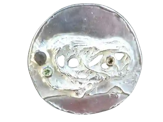 Round Silver Fantasy Pendant with Peridot, Citrine & Smoky Quartz