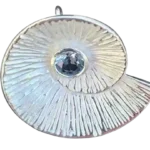 Silver Spiral Pendant with Blue Topaz
