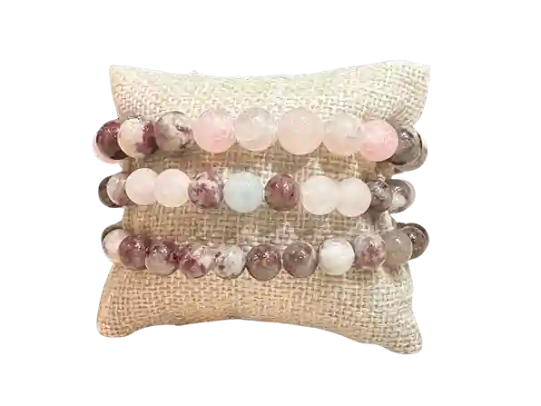 Bracelets – Rose Quartz, Pink Agate & Aquamarine