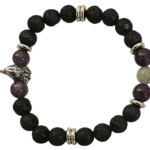 Men’s Lava Energy Bracelet with Amethyst, Labradorite, Lava & Steel Raven