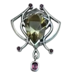 Pendant – Silver with Citrine & Tourmaline