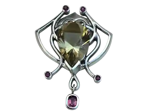 Pendant – Silver with Citrine & Tourmaline