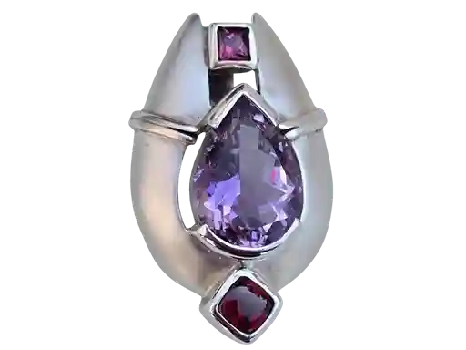 Sterling Silver Pendant with Amethyst & Garnet