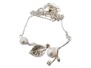 Silver Necklace with Pearl and Sapphire