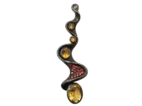 Silver Pendant with Citrine & Sapphire