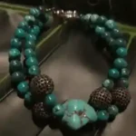Double Turquoise Bracelet with Swarovski Crystal Accents – 18cm