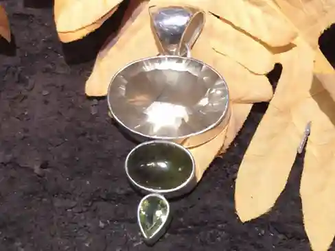 Silver Pendant with Citrine & Peridot Stones