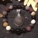 Smoky Quartz, Tiger’s Eye & Mookaite Bracelet with Moonstone Silver Pendant Set