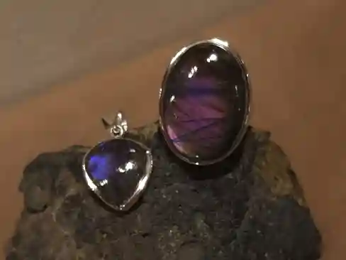 Violet Labradorite Ring and Pendant Set