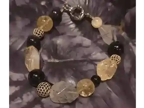 Bracelet – Citrine, Tourmaline Quartz & Obsidian
