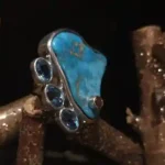 Silver with Turquoise & Blue Topaz (Size 53 | 35 × 34 mm Crown)