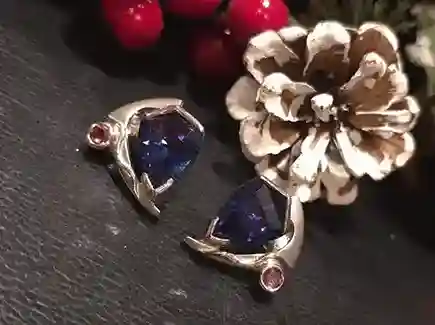 Earrings with Blue Topaz & Tourmaline