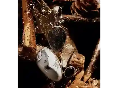 Silver with Tourmaline Quartz, Dendritic Agate & Black Tourmaline (55 × 29 mm)