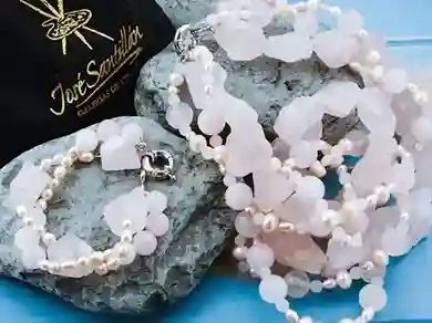 Blush Harmony Rose Quartz & Pearl Rough Stone Set