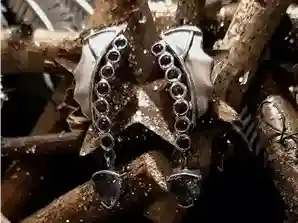 Celestial Aqua Harmony Earrings — Silver with Blue Topaz & Tourmaline (45×13 mm)