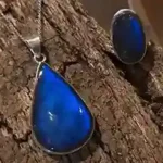 Midnight Glow Night-Blue Labradorite Silver Pendant & Ring Set