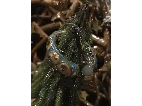 Azure Dream — Silver Bracelet with Enamel, Blue Topaz & Chalcedony (Size 15 cm)