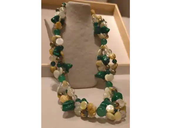 Triple Harmony — Three-Strand Mother of Pearl, Agate & Cracked Crystal Necklace