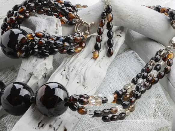 Midnight Line Black Agate Jewelry Set