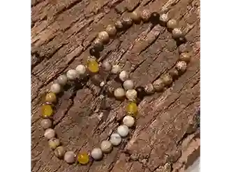 Earth & Energy Duo — Natural Stone Elastic Bracelets (Sizes 20 & 19 cm)