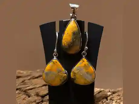Golden Flame Bumblebee Jasper Silver Set
