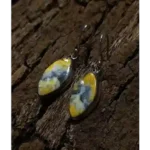 Golden Hive Earrings — Bumblebee Jasper in Sterling Silver (40 × 19 mm)