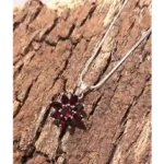 Crimson Blossom Pendant — Sterling Silver with Garnet (2.2 cm)