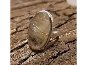 Golden Threads Ring — Rutile Quartz in Sterling Silver (Free Size)
