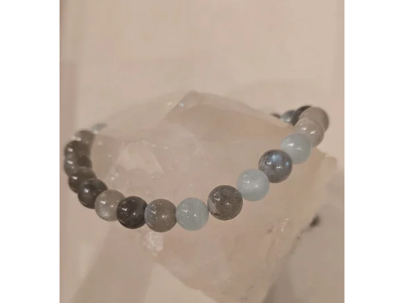 Mystic Ocean Glow Bracelet — Labradorite & Aquamarine (20 cm)