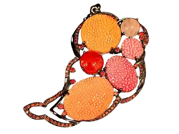 Handcrafted black silver pendant with natural stingray leather, Carnelian gemstone, and Rose Quartz by Jose Santillan Jewelry.